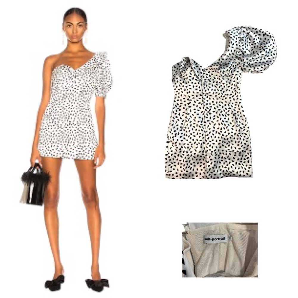 Self Portrait Dot One Shoulder Dress